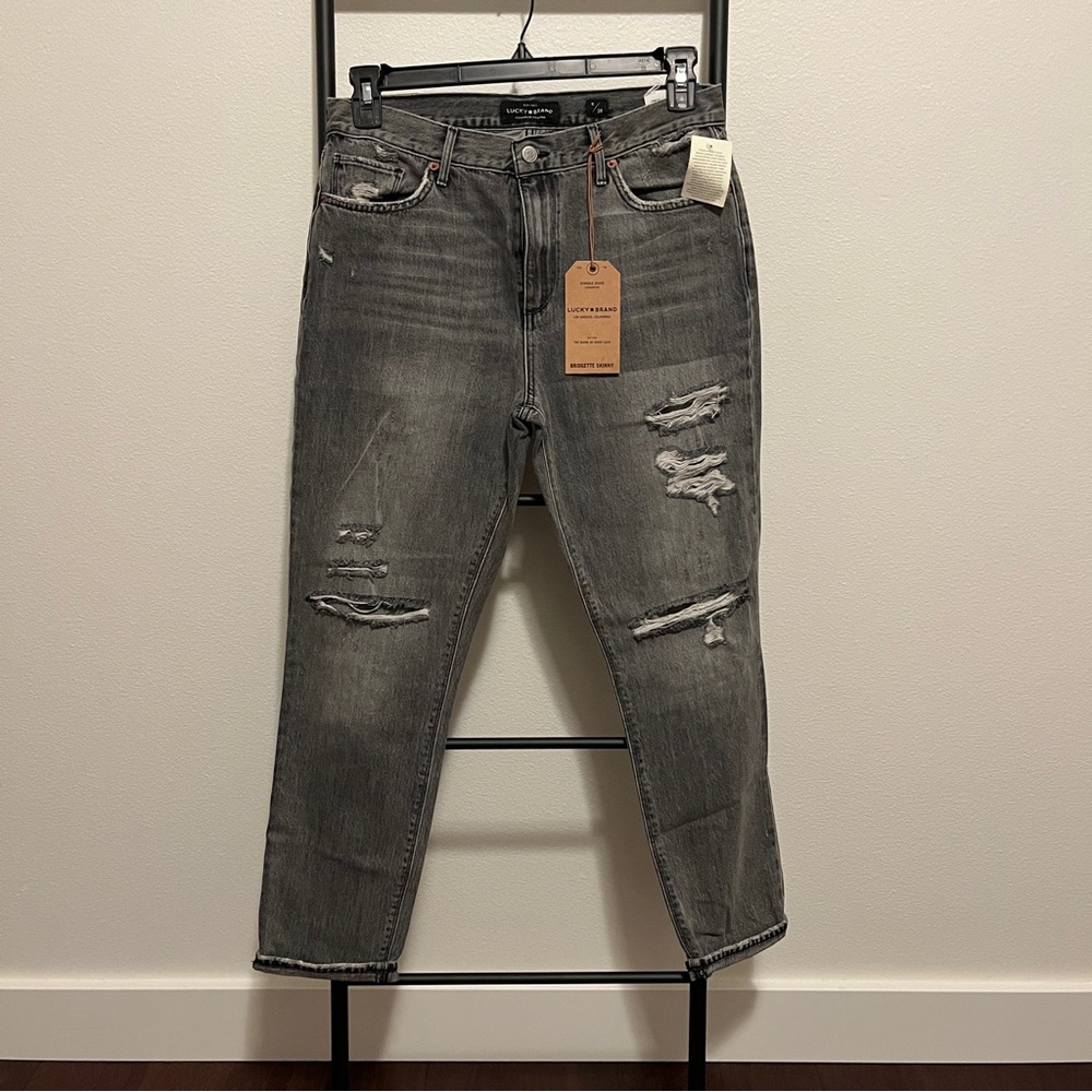 NWT Lucky Brand Bridgette skinny gray distressed jeans